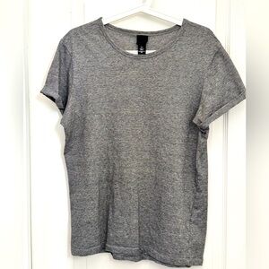 H&M Nautical T-Shirt in rail thin Black & White Lines with rolled Short Sleeves